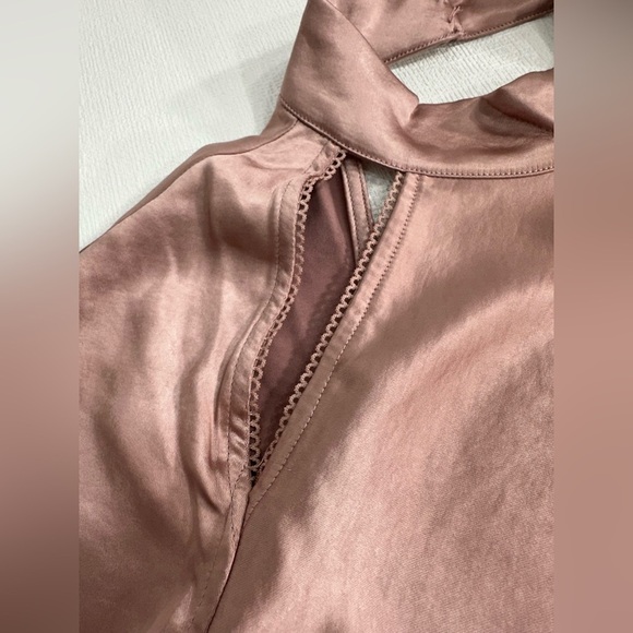 NWOT Lulus Poised Aura Dusty Mauve Satin Mock Neck backless Mini Dress size S - Picture 7 of 16